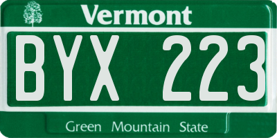 VT license plate BYX223