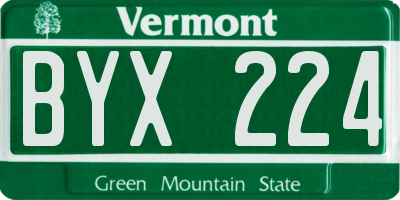 VT license plate BYX224