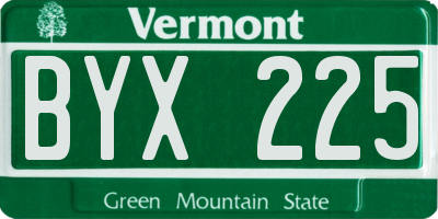 VT license plate BYX225