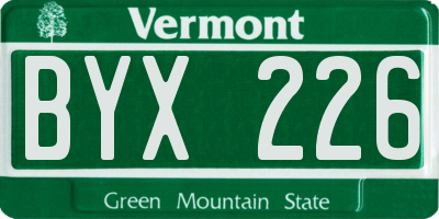 VT license plate BYX226