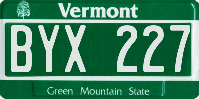 VT license plate BYX227