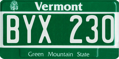 VT license plate BYX230