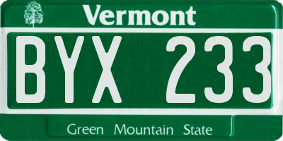 VT license plate BYX233