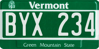 VT license plate BYX234