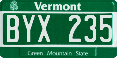 VT license plate BYX235