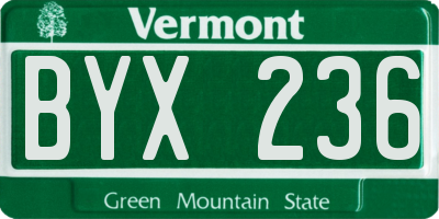 VT license plate BYX236