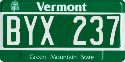 VT license plate BYX237