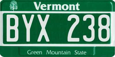 VT license plate BYX238