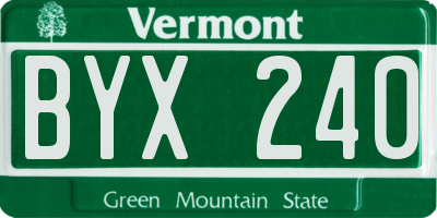 VT license plate BYX240