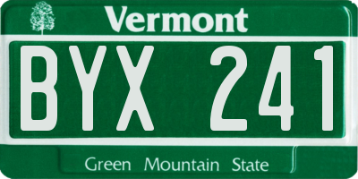 VT license plate BYX241