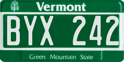 VT license plate BYX242