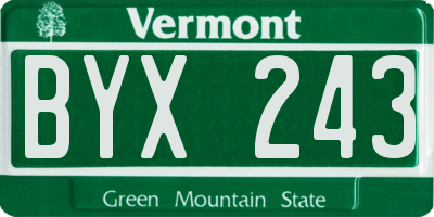VT license plate BYX243