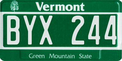 VT license plate BYX244