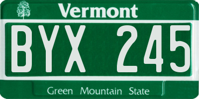VT license plate BYX245