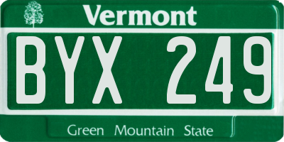 VT license plate BYX249