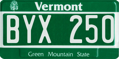 VT license plate BYX250