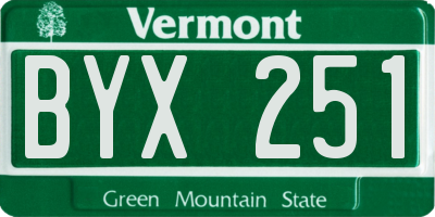 VT license plate BYX251