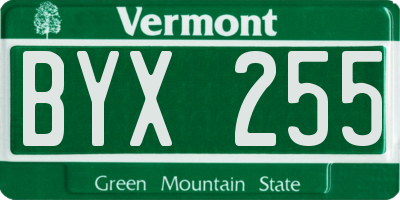 VT license plate BYX255