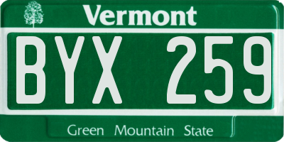 VT license plate BYX259