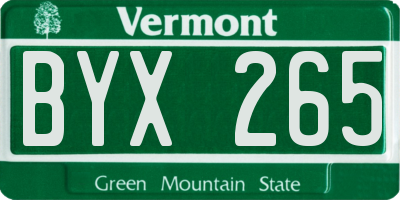VT license plate BYX265