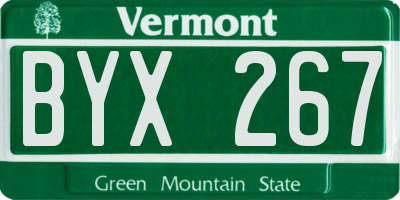 VT license plate BYX267