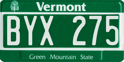 VT license plate BYX275