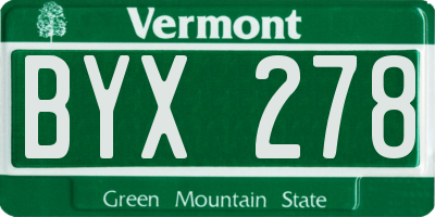 VT license plate BYX278
