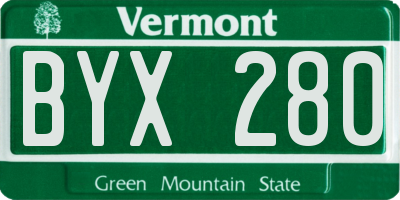 VT license plate BYX280