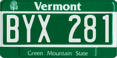 VT license plate BYX281