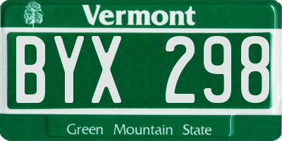 VT license plate BYX298
