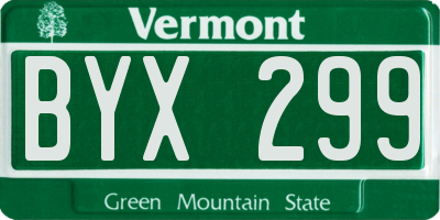 VT license plate BYX299