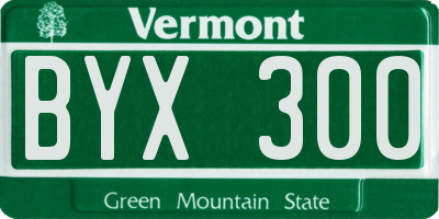 VT license plate BYX300