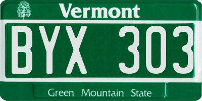 VT license plate BYX303