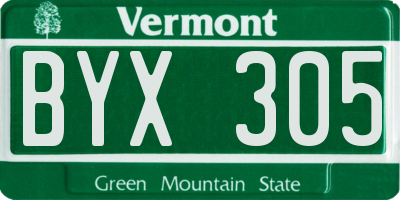 VT license plate BYX305
