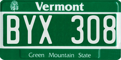 VT license plate BYX308