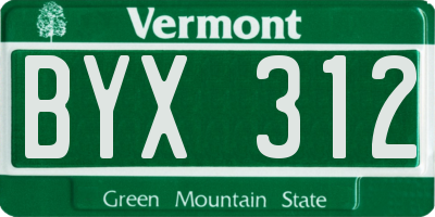 VT license plate BYX312