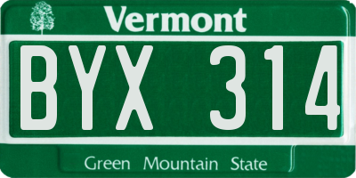 VT license plate BYX314