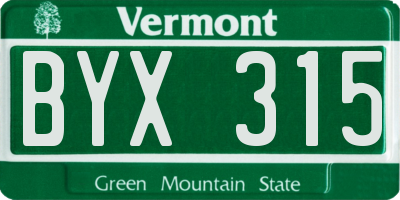 VT license plate BYX315