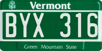 VT license plate BYX316