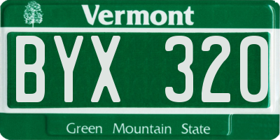 VT license plate BYX320