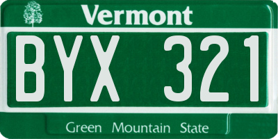 VT license plate BYX321