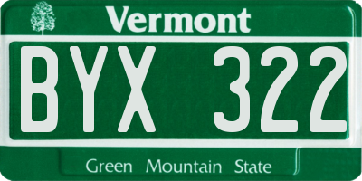 VT license plate BYX322