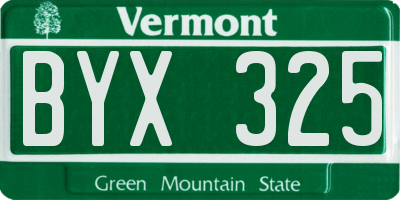VT license plate BYX325