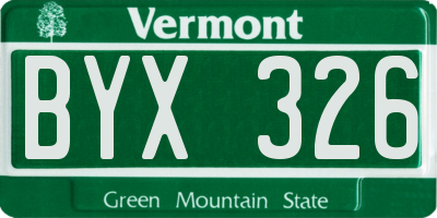 VT license plate BYX326