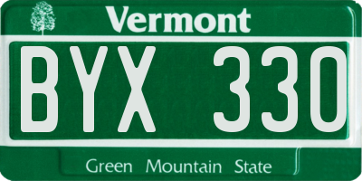 VT license plate BYX330