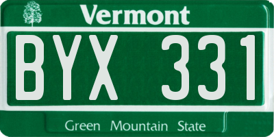 VT license plate BYX331