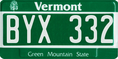 VT license plate BYX332