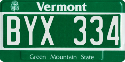 VT license plate BYX334