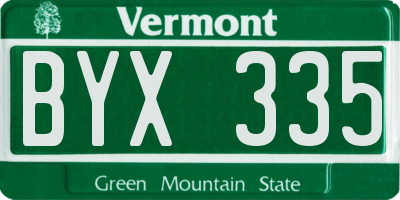 VT license plate BYX335