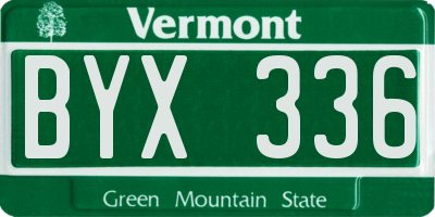 VT license plate BYX336